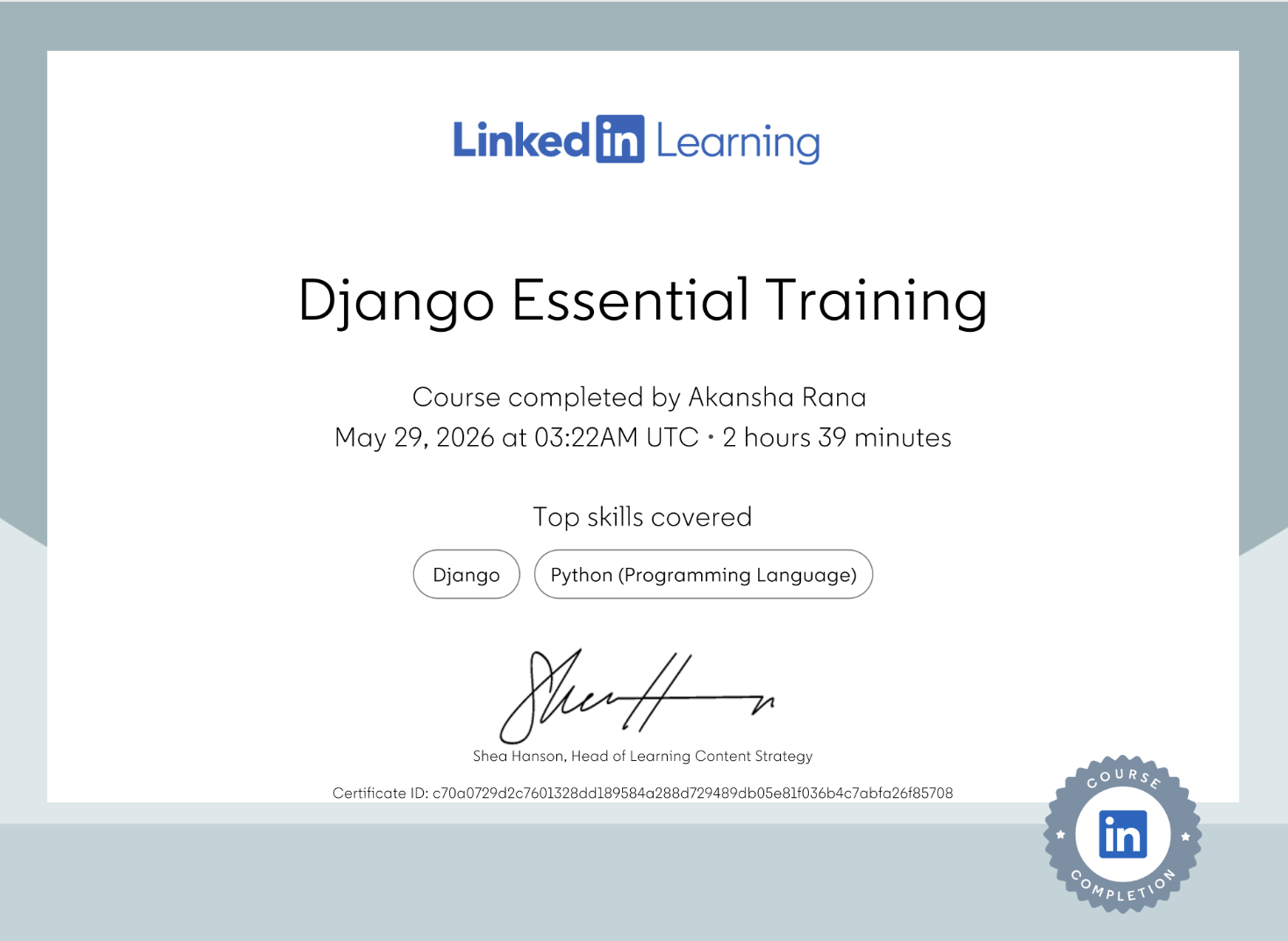Machine learning certification certificate
